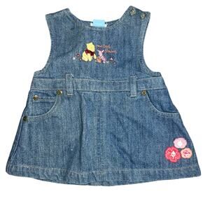 Disney Baby Winnie the pooh and piglet denim jumper dress newborn-3 months